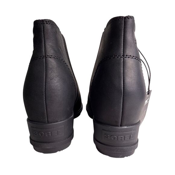 Sorel Evie Zip Bootie Wedge Women's 9.5 Waterproof Leather Black Sea Salt - Picture 5 of 11